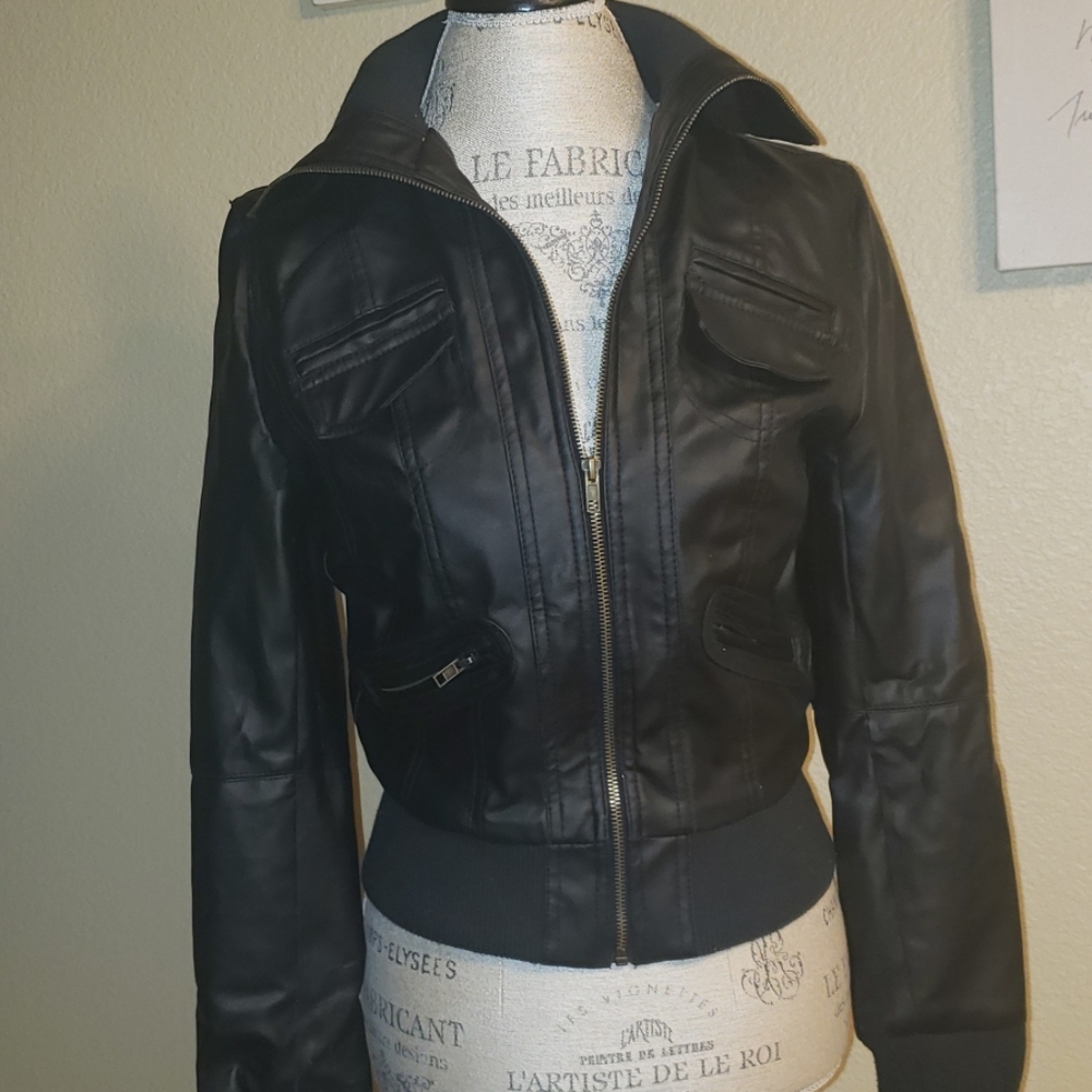 Faux Leather Short Jacket